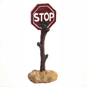 Resina azul mini pecera <span class=keywords><strong>acuario</strong></span> ornamento decoración con señal <span class=keywords><strong>de</strong></span> advertencia - Product Image 6