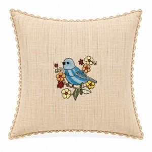 Blue Bird <b>Cushion</b> Floral Design Blue Bird Print <b>Cushion</b> Bird Theme <b>Cushion</b> Cotton Vintage Home Decor Pillow Case - Product Image 6