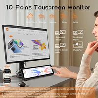 Nuevo Monitor Táctil Pequeño de 8.8 Pulgadas 1920x480, Panel Sensor de Barra Estirada, Pantalla LCD IPS con Sensor de Temperatura, Mini Pantalla USB Negra para