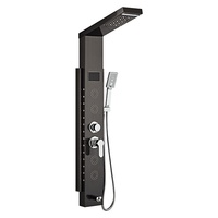 Panneau de douche thermostatique intégré en acier inoxydable avec affichage numérique, jet de pulvérisation, appareil de bain, écran de bain en céramique brossé