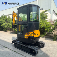 Mini-excavatrice compacte de 1,8 tonne, excavatrice sur chenilles, petite machine d'excavation sur chenilles avec auvent pour la construction agricole