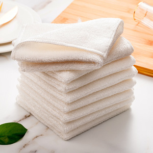 Bamboo Fiber Dishcloth Rectangle Double Layer Thickened <b>Absorbent</b> Kitchen Cleaning <b>Cloth</b> For Pots And Pans - Product Image 1