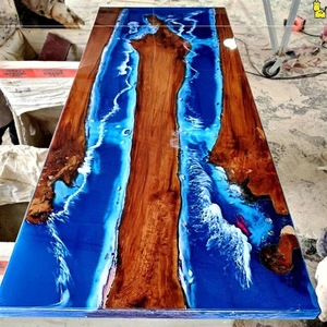 Hiện Đại Trang Trại Bàn Ăn Gỗ Rắn Với Epoxy Kết Thúc recina Epoxica Mesas Cho Đồ Nội Thất Nhà - Product Image 4