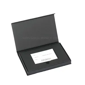 打印黑色艺术纸折叠信用卡包装/sd 卡包装与磁性封闭/交易卡包装盒子