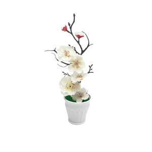 Bonsaï artificiel Paulon en fleurs de prunier, 17 cm de haut, plante en pot, décoration pour la maison, le bureau, les accessoires de mariage - Product Image 5