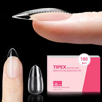 180 Pièces de Faux Ongles Amande Moyenne en PMMA Couverture Complète, Gel Souple Transparent Semi-Mat Boîte, Vente en Gros, 15 Tailles