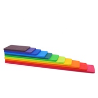 Ensemble de planches de construction en bois arc-en-ciel, 11 pièces, jouets Montessori, lames en bois colorées, jeu d'apprentissage ouvert
