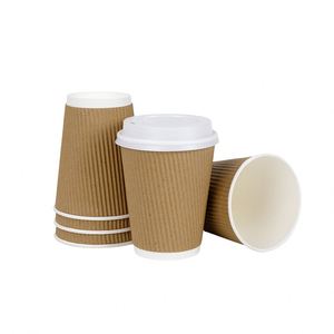Custom Printed Degradable PLA Wholesale 8/12oz Disposable Hot <b>Coffee</b> <b>Double</b>/Ripple <b>Wall</b> Paper <b>Cup</b> With Lid Packaging Drinkware - Product Image 5