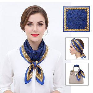 <span class=keywords><strong>Sciarpa</strong></span> quadrata personalizzata OEM ODM multicolore con stampa paisley in raso da 90 cm per donna, accessori moda - Product Image 1
