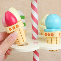 Houten IJsjeskraam 3-laags Display voor IJsjes, Fruitjes, Kinderen 3+ Pretend Play Winkelbalie Speelgoed UBM Merk OEM Fabriek