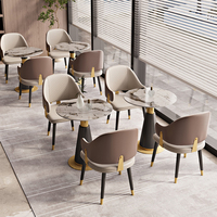 Meubles de restaurant, ensembles de tables à manger design, style moderne de luxe, plateau en métal et marbre pour salon et réception d'hôtel