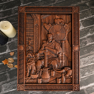 Panneau en bois sculpté nordique Forseti, Art mural mythologie viking Dieu de la Justice, Sculpture décorative en bois scandinave nordique - Product Image 2
