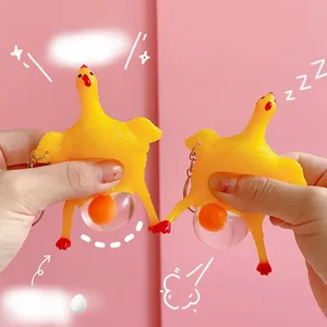3 pièces Porte-clés Poulet Pondeuse <span class=keywords><strong>à</strong></span> Pression, Jouet Amusant et Portable, Petit Outil de Farce - Product Image 2