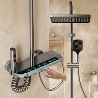 Robinet de salle de bain gris anthracite avec affichage numérique, 4 fonctions, jet d'ambiance, pulvérisation douce et douche pluie - Vente en gros