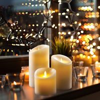 Bougie LED d'extérieur à flamme vacillante en plastique, télécommandée, alimentée par piles, effet feu simulé, sans flamme, pour Noël