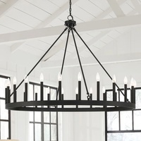 Lustre industriel rétro rustique de style américain en fer noir à 24 ampoules, idéal pour bar, restaurant, salon, villa