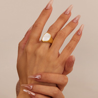 18 Karat vergoldeter glänzender Edelstahl ring Trendy Hip Hop Style Blank Siegel Anlauf freier Hochzeits schmuck für Frauen Geometrisch