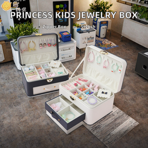 Cute Children Jewelry Organizer <b>Box</b>, Flip Lid <b>Hair</b> Storage Case with Divided Compartments for Girls Hairpins and Small Ornaments - Product Image 2