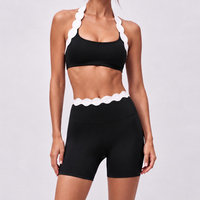 Soutien-gorge de sport pour femme à bord ondulé, haut d'entraînement très élastique avec coussinets amovibles pour la gym et l'exercice, logo personnalisé