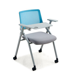 Silla de Entrenamiento Moderna y Resistente de Malla con Escritorio Integrado, Plegable y Apilable, Mesa de Conferencia para Oficina en Casa - Product Image 1