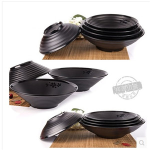 Black Stackable Ceramic Bowls With Lid For Noodle Soup Hot Pot Japanese Style Home Use - Product Image 1