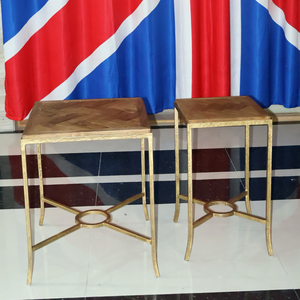Juego de Mesas de Centro Cuadradas al por Mayor, 2 Mesas Auxiliares de Madera con Base de Metal para Sala de Estar, Oficina en Casa, Habitación de Invitados, Mesas Auxiliares para Sofá - Product Image 4