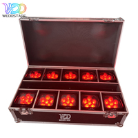 Lot de 10 projecteurs LED Par 6x18W 6-en-1 RGBAW+UV avec Flycase, sans fil, sur batterie, DMX512, télécommande WiFi, pour scène, DJ, fête, discothèque