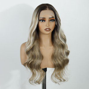 Peluca de Cabello Sintético Ondulado de 26 Pulgadas, Suave y Sin Nudos, Fibra Futura, Sin Flama, con Frente de Encaje HD 13x4, Sin Pegamento - Product Image 5