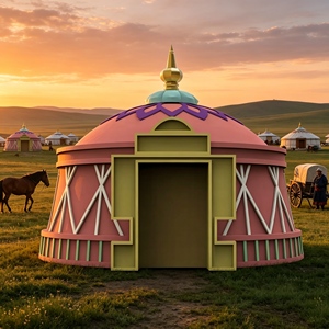 Yurt mongol à <span class=keywords><strong>prix</strong></span> de gros avec tissu toutes saisons, tente mongole pour opération à long terme en station balnéaire - Product Image 2