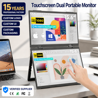 Moniteur portable IPS triple/double écran personnalisé de 15,6 pouces, 1080P, écran tactile 10 points, pliable, extension pour ordinateur portable, Type-C intégré