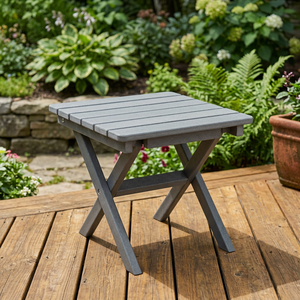 Treeents Grey <b>Foldable</b> Outdoor Dining <b>Table</b> HDPE Weather Resistant Modern Design for Villa & Park-Outdoor Furniture - Product Image 3