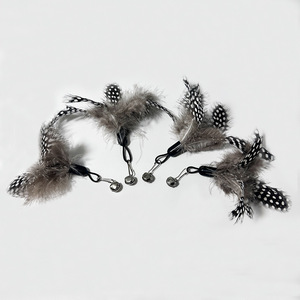 Juguete para gatos de plumas de perla natural al por mayor de fábrica, cabezal de repuesto de plumas, plumas simuladas con puntos, juguetes para gatos hechos a mano. - Product Image 3