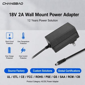 Adaptador de Corriente Conmutada de CA a CC de 18 V y 2000 mA, 36 W, para Robot, Sillón de Cuidado en el Hogar, Altavoz Bluetooth, Pedal de Guitarra, Adaptador de Corriente de 18 V y <span class=keywords><strong>2</strong></span> A - Product Image 1