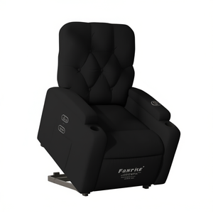 Fanrike Electric Massage Recliner Chair Black PU Leather One Seat Stand-Up Mechanism Contemporary Design - Product Image 1