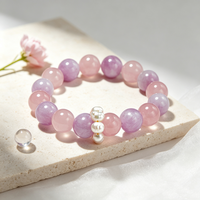 Bracelet en perles de Kunzite naturelle de Madagascar et de quartz rose, énergie curative, soulagement de l'anxiété, Feng Shui, bracelet en pierre de quartz avec perle