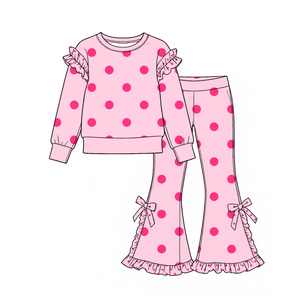 Preorder Fashion <b>Leopard</b> Cotton Spandex Casual Little Girls <b>Sweatshirt</b> Ruffles Flared Pants 2 Pieces Outfits Sister Clothes - Product Image 5