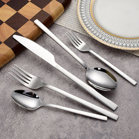 Ensemble de couverts minimalistes en acier inoxydable poli miroir à long manche – Couteaux, fourchettes et cuillères pour la maison et la restauration