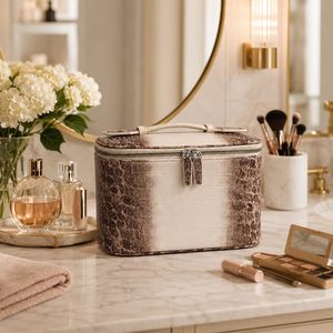Premium PU Leather Women's Bag Gradient-effect Crocodile Texture Top-Handle Tote Bag Stylish <b>Makeup</b> Storage Handbag - Product Image 6