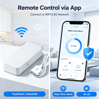 Système d'alarme de sécurité Tuya pour la maison, détecteur de fuite d'eau indépendant, alerte de niveau d'eau via Wi-Fi, système d'alarme de sécurité contre les inondations, ABS, 90 dB, portée de détection de 10 m