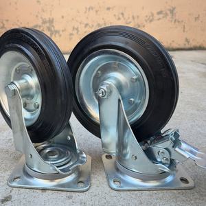 200/50-100 Unterstützung OEM ODM 8-Zoll-Last 150kg Platte Schwenkbare obere Bremse Gummi-Lenkrad Verzinkte Oberfläche Kugellager - Product Image 4