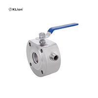 Vanne à boisseau sphérique manuelle ultra-mince KLION en acier inoxydable 304 DN25 de type Wafer pour acides, OEM