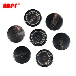 Factory wholesale 4 holes flatback imitated horn resin button custom real genuine horn buttons