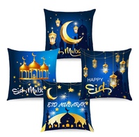 Juehuancai — housses de coussin carrée Eid Mubarak, taie d'oreiller bleu pour Ramadan islamique, décorations pour le canapé, la maison