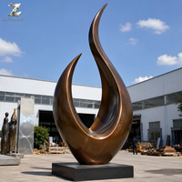 Grande sculpture abstraite en bronze en forme de flamme, art moderne en métal poli pour la décoration extérieure de jardins, hôtels, places publiques et paysages commerciaux