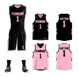 Maillot de basket-ball personnalisé noir et rose, design double face, vêtements de sport - Product Image 1