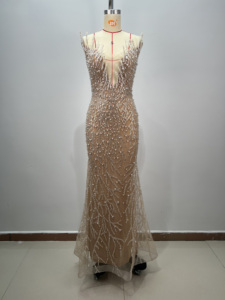 Gaun Pesta Pernikahan Mewah Mutiara Payet Model Duyung Off Shoulder Berhias Manik-Manik Gaun Malam Gaun Prom Kustom - Product Image 2