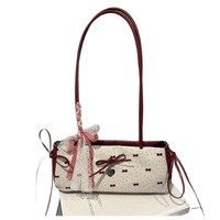 Tas Selempang Wanita 2026 Hot Sale Bahan Bubble Keren Manis, Hiasan Pita Elegan, Minimalis, Fashionable