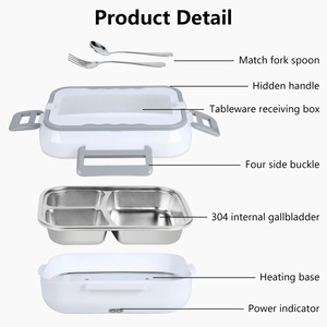 自家加熱電子ステンレス鋼食品暖かいお弁当箱大容量ポータブルオフィスホームカー用 - Product Image 4