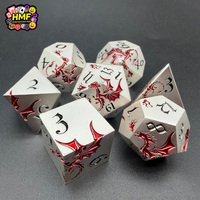 Ensemble de dés polyédriques en métal Dark Fantasy Dragon Argenté Affamé de sang pour les jeux de rôle de table Dungeons and Dragons