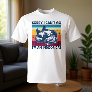 Lo siento, no puedo irme, soy un gato de interior, camiseta con diseño gráfico vintage, talla unisex para adultos - Product Image 3